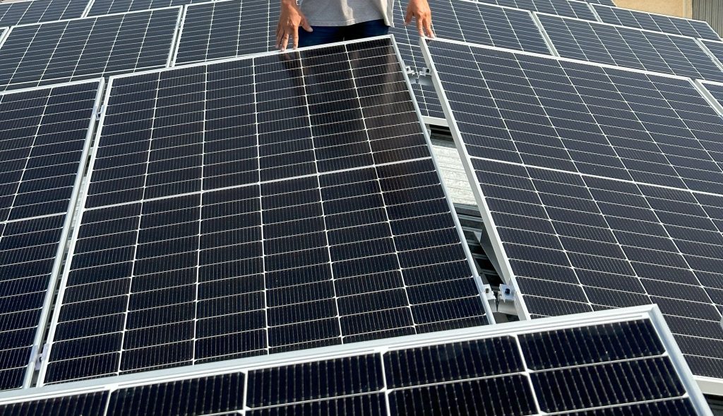 Close-up view of high-efficiency solar panels installed in Tashkent, Uzbekistan