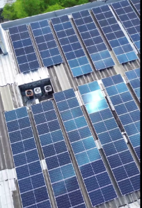 Barranquilla Solar Panels installed on a rooftop, view from above
