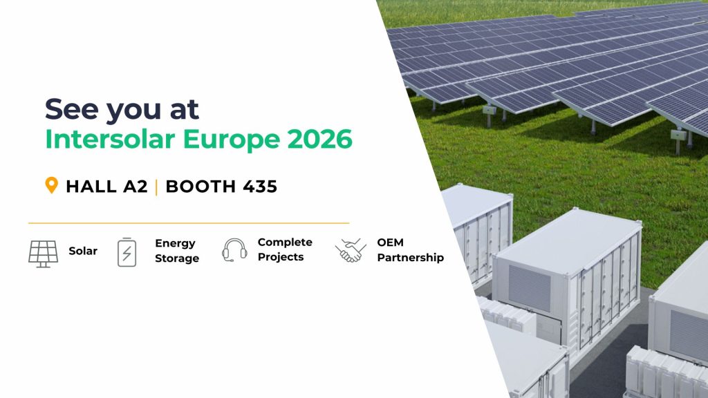 A Solar Power Plan with Storage on Green Field Eco Green Energy at Intersolar 2026 Poster
